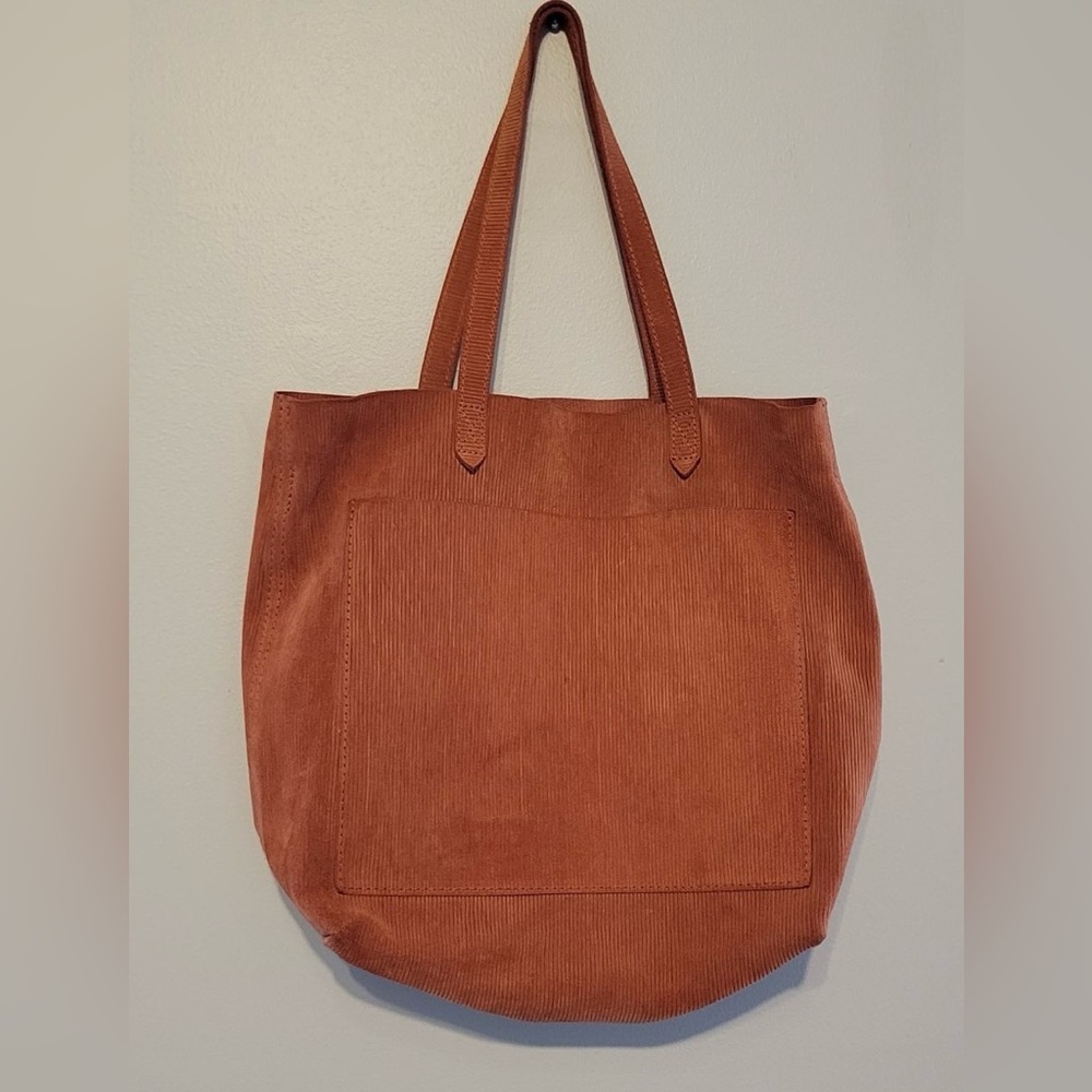 Madewell Medium Transport Tote Russet Corduroy Suede Italian Leather Sold Out - Picture 2 of 9